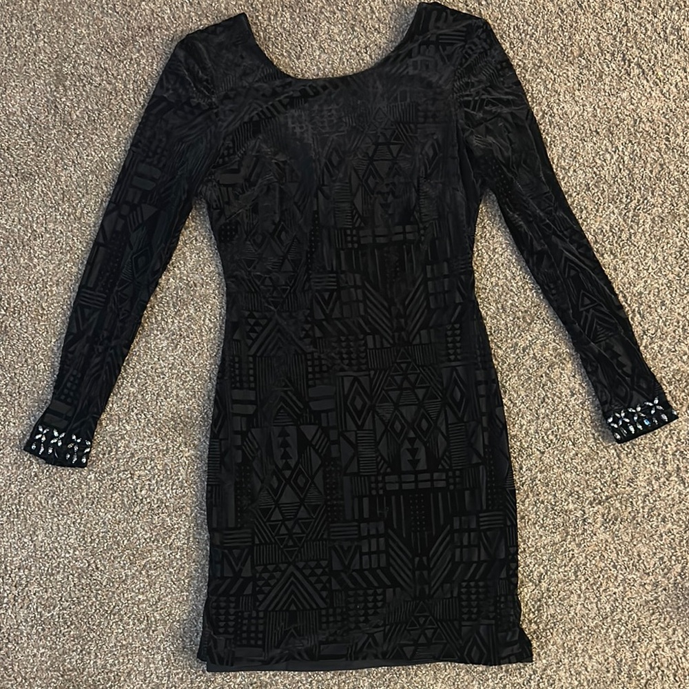 Guess Black Long Sleeve Bodycon Dress